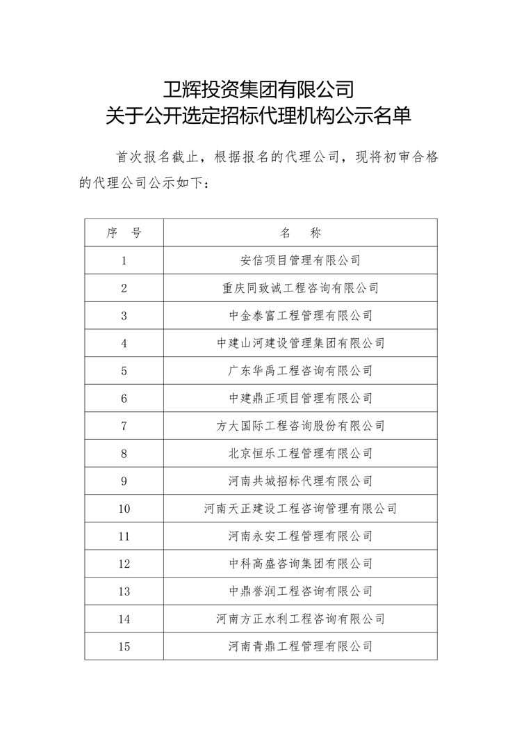 关于尊龙凯时人生就是博集团有限公司公开选定招标代理机构公示名单-1